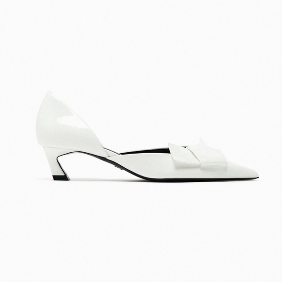 Zara heeled pump with bow White NWT - Picture 4 of 5